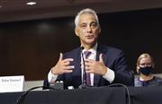 ２０日、米上院外交委員会の公聴会に出席したラーム・エマニュエル前シカゴ市長＝ワシントン（共同）