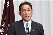 会見する自民党総裁・岸田文雄首相＝１日午後、東京・永田町の自民党本部（矢島康弘撮影）