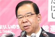 記者会見を行う、日本共産党の志位和夫委員長＝３１日午後、東京都渋谷区（鴨志田拓海撮影）